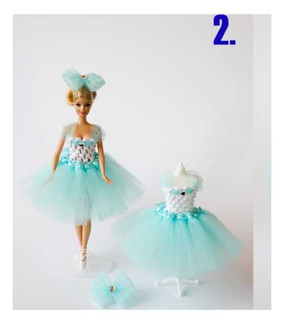 Sukienka dla lalki Barbie z manekinem i kokardą
