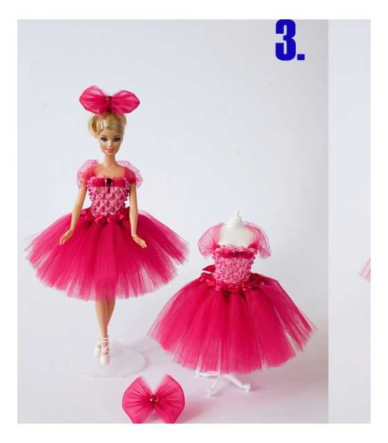 Sukienka dla lalki Barbie z manekinem i kokardą
